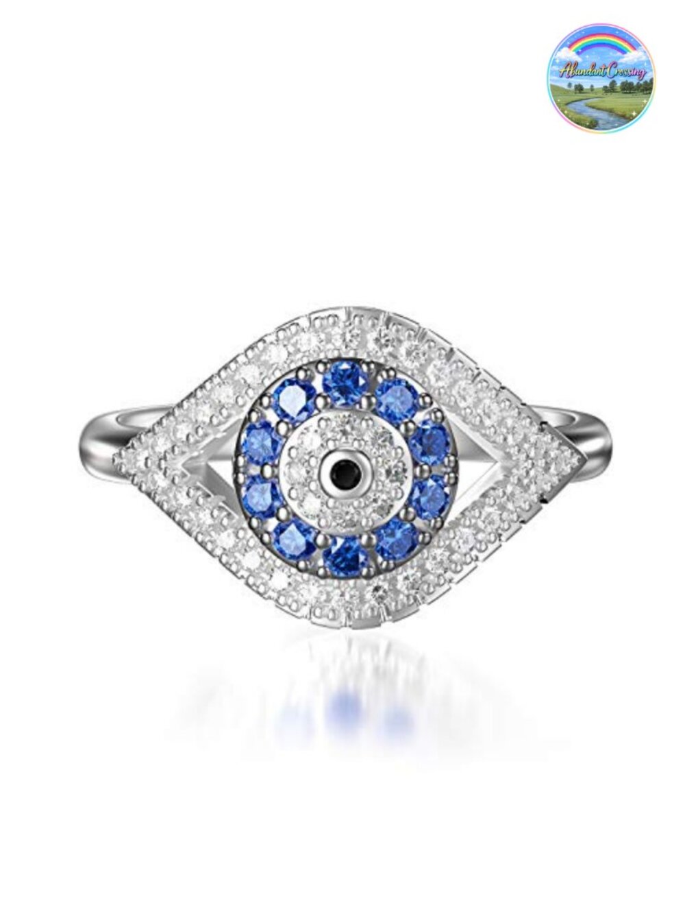 925 Sterling Silver Evil Eye Signet Ring Cubic Zirconia Protection Jewelry Gift